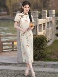  Sườn Xám Lụa Lửng 