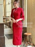  SƯỜN XÁM ĐỎ GẤM REN DÀI 