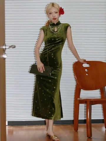  Sườn Xám Lửng Xanh 