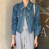  Áo Sơ Mi Jean Nữ Crop Túi Nắp Tua Luôn Mã 5056 