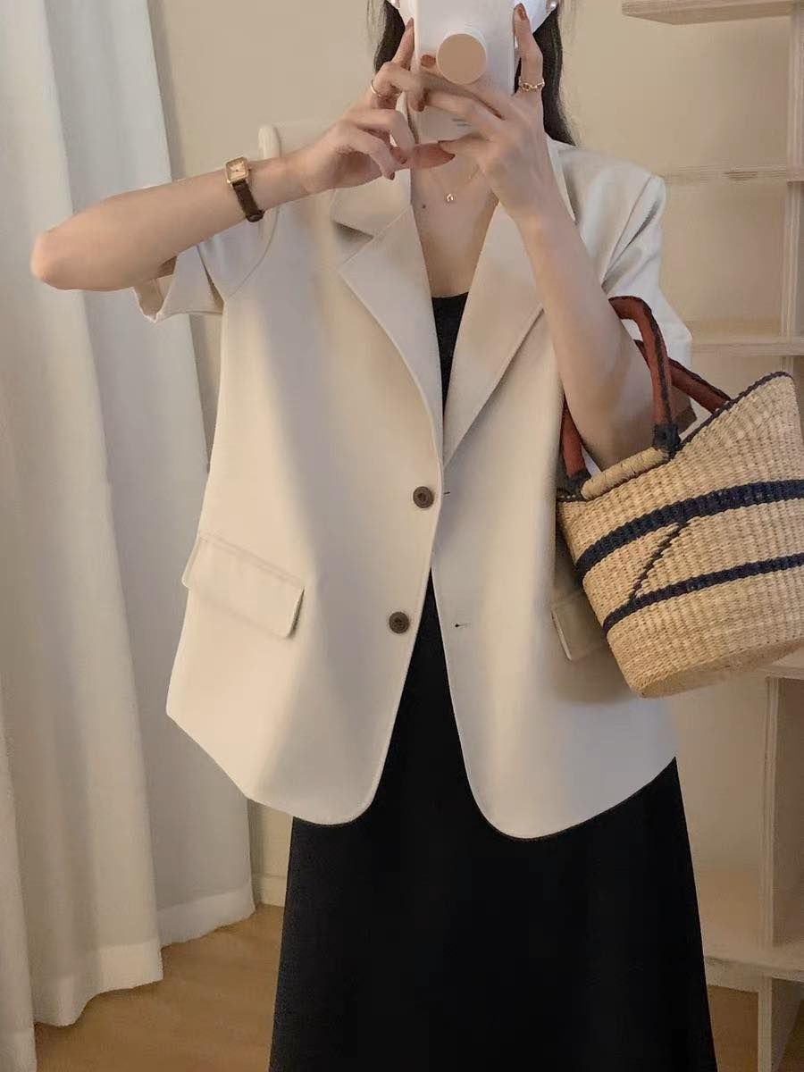  Áo Khoác Blazer Miss Ngắn Tay 2 Nút Túi Nắp Mã W353 