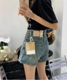  Quần Short Jean Nữ Trơn Ống Rộng Mã 3890 