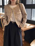 Áo Khoác Dạ Tweed Túi Vuông Viền Màu Mã 2509 