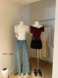  Áo Thun Nữ Bẹt Vai Nhún Nơ Nút XONXEN SHOP Mã 3620 