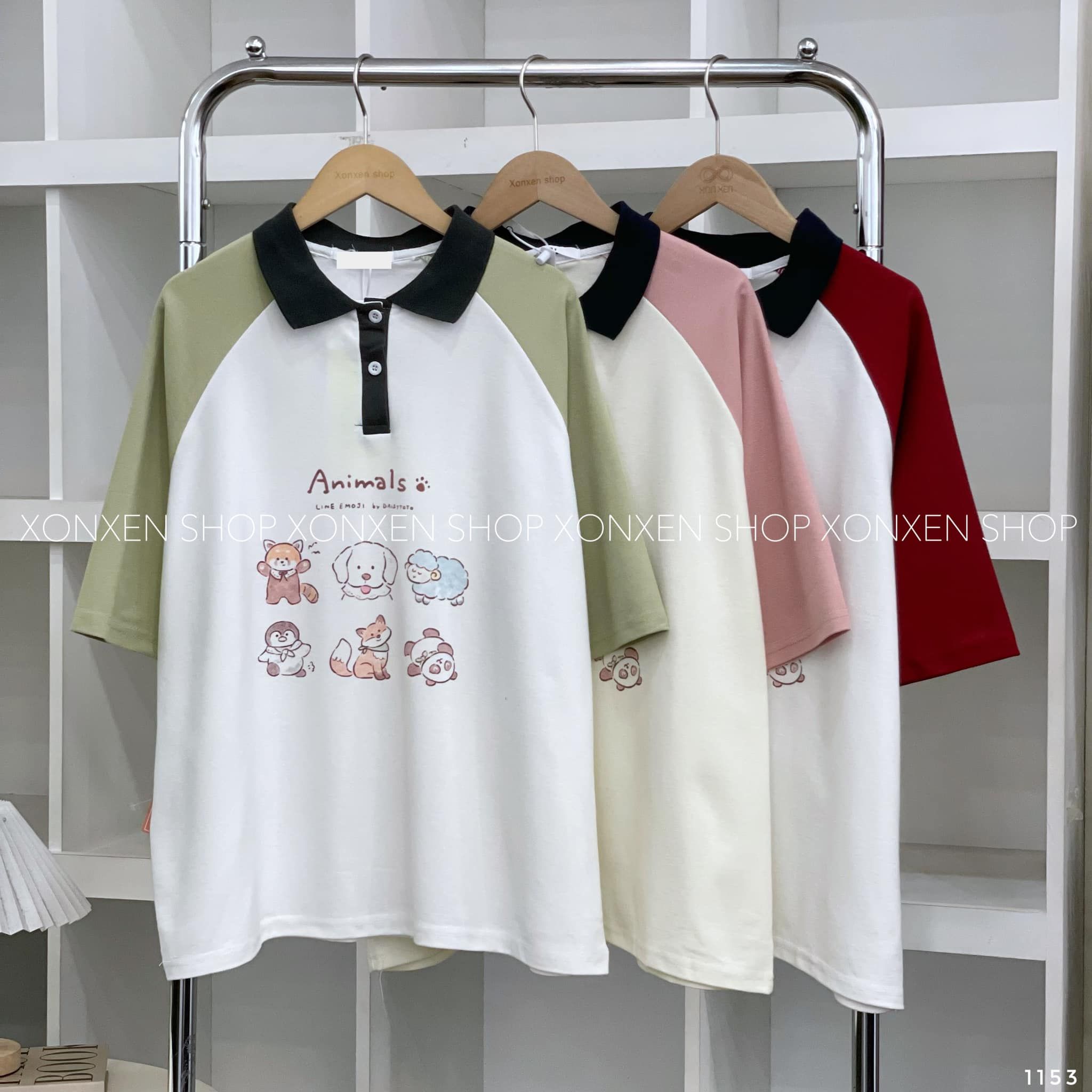  Áo Thun Polo In Hình Con Vật  Animals Tay Phối Màu Mã 1153 