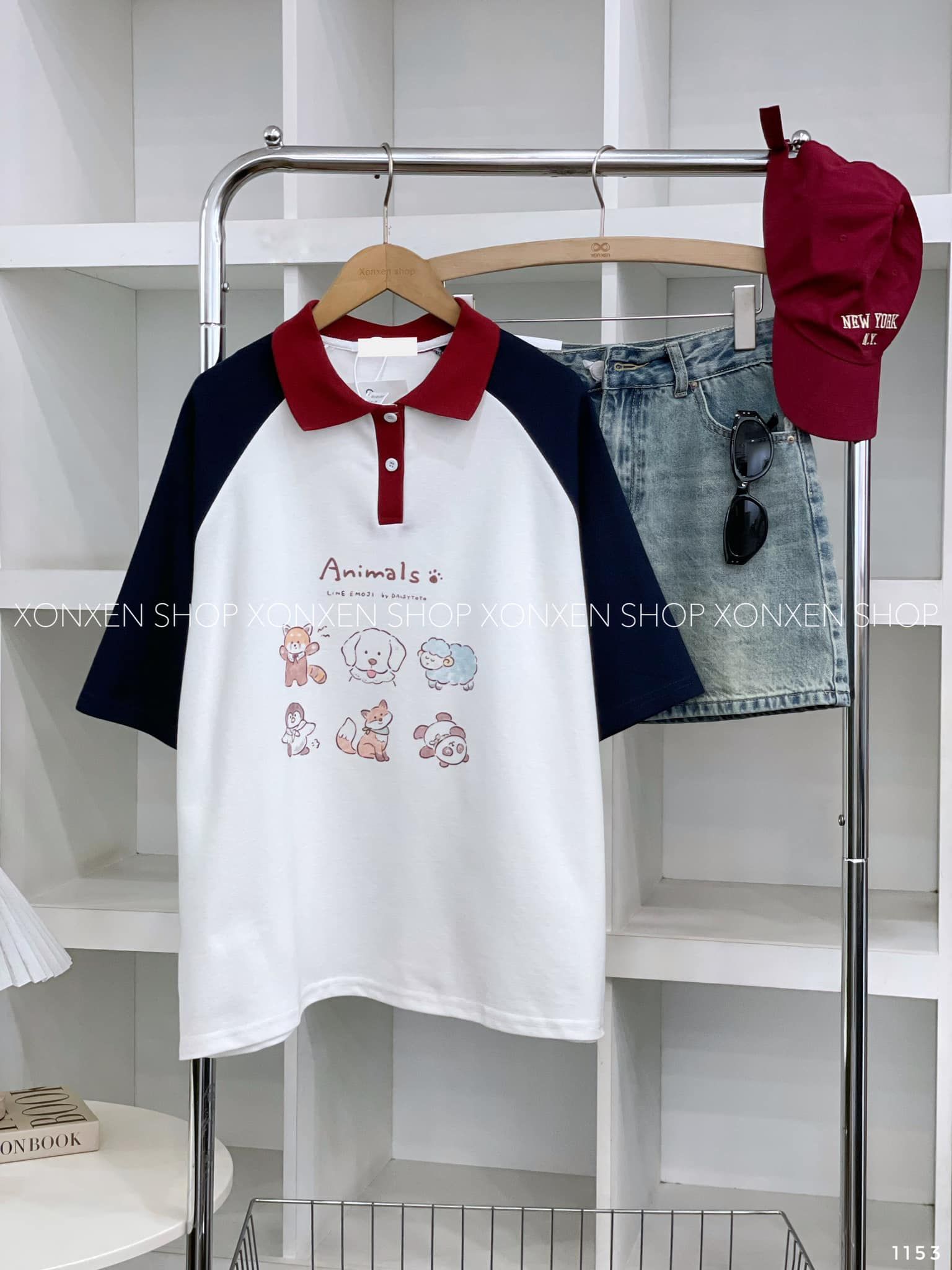  Áo Thun Polo In Hình Con Vật  Animals Tay Phối Màu Mã 1153 