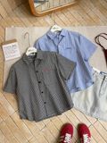  Áo sơ mi caro ngắn tay thêu chữ dễ thương mã A755 