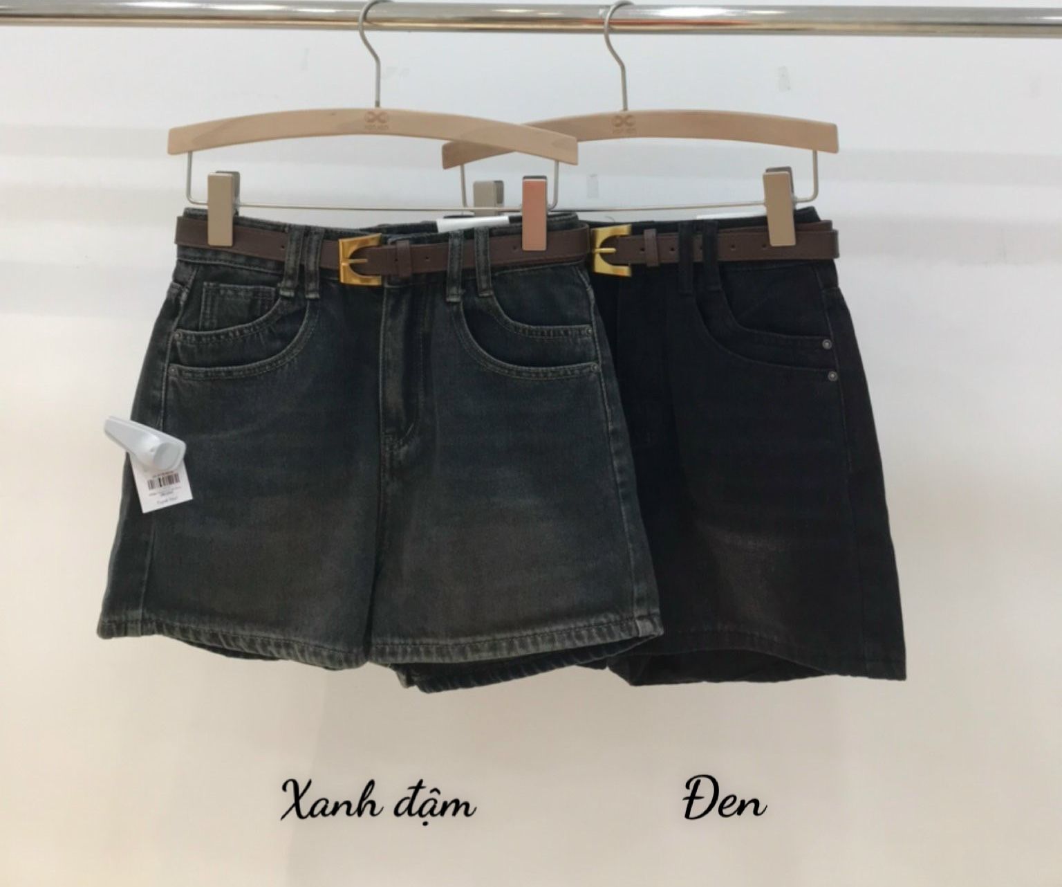  Quần Short Jean Đai Đôi Túi Dây Kéo Sau Mã 9186 