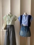  Áo Sơ Mi Croptop Sọc Nhí Túi Nắp XONXEN SHOP Mã A770 