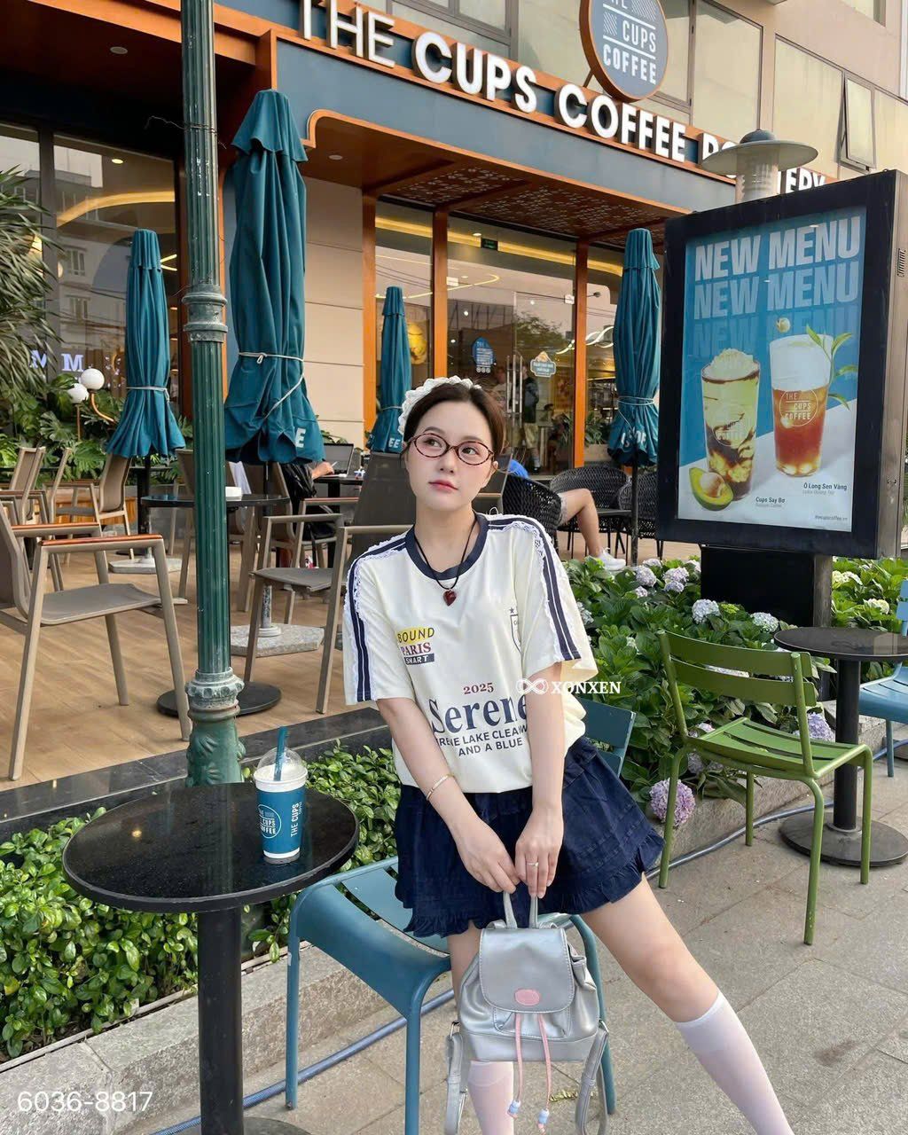 Áo Thun Vừa Tay Viền Ren Thể Thao SERENE XONXEN SHOP Mã 6036 