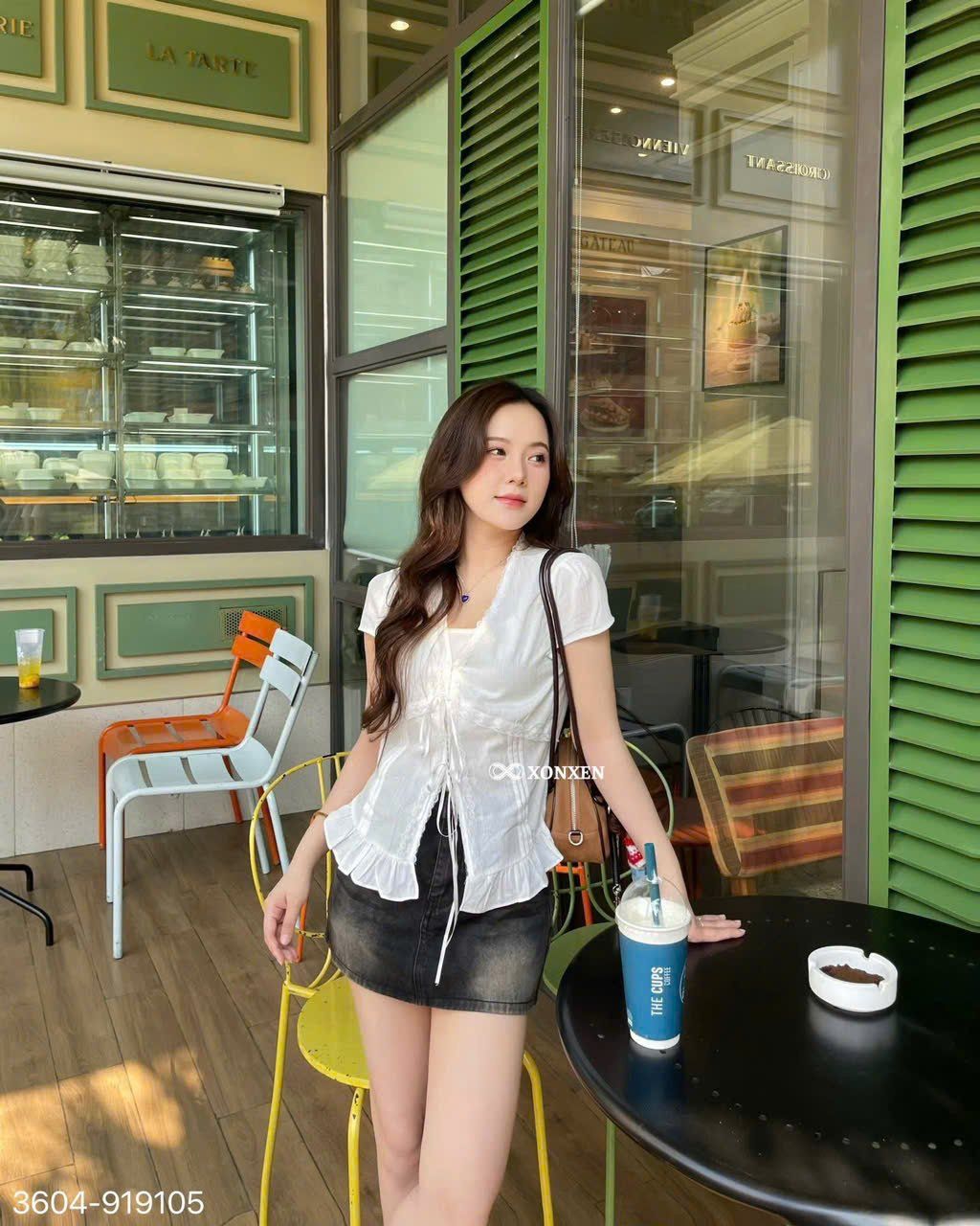  Chân Váy Jean June Ngắn Đai Đôi Kèm Nịt XONXEN SHOP Mã 919105 
