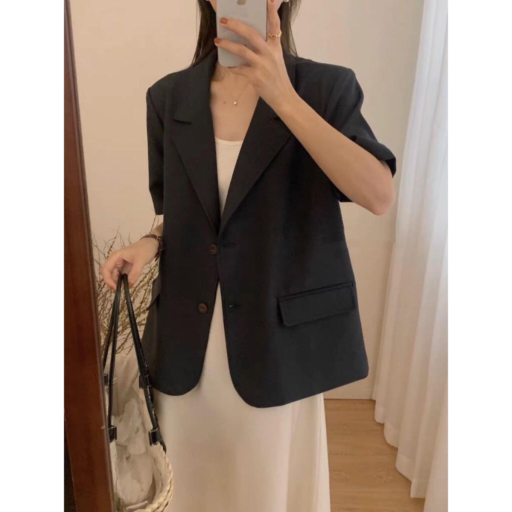  Áo Khoác Blazer Miss Ngắn Tay 2 Nút Túi Nắp Mã W353 