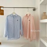  Áo Sơ Mi Kẻ Sọc Dọc Nhỏ Thêu Tim XONXEN SHOP Mã A707 