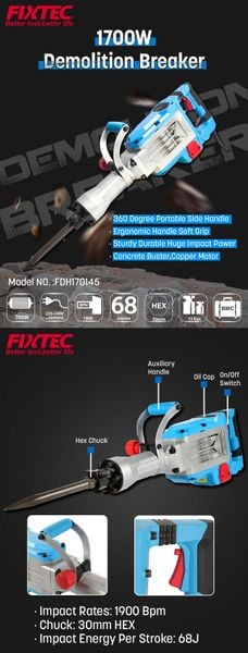 Máy Đục Phá Bê Tông FIXTEC FDH150145