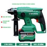  Khoan Đục Bê Tông WORKFIX 2,6J, Khoan Pin 3 Chức Năng 