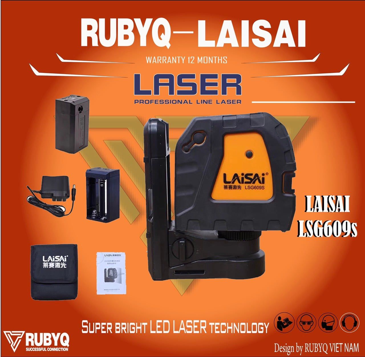  Máy Cân Mực Laisai, Máy cân bằng Laser, Máy bắn cốt Laisai, Máy thăng bằng laze, Máy lase LSG609S, Máy trắc địa lase 
