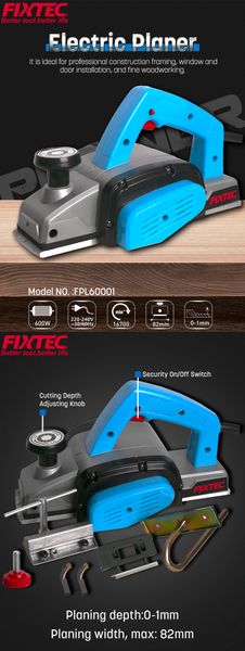 Máy bào cầm tay FIXTEC Model  FPL60001 Công suất 600W