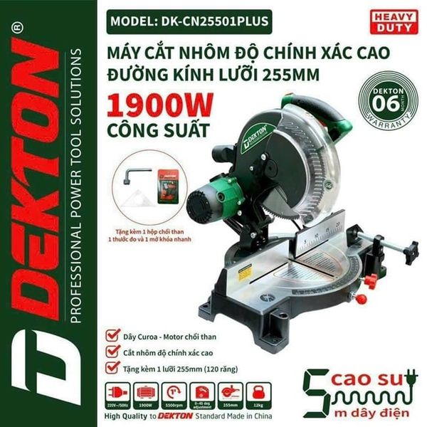 Máy Cắt Nhôm Deckton DK-CN255PLUS TẶNG KÈM LƯỠI CẮT NHÔM DEKTON 255MM