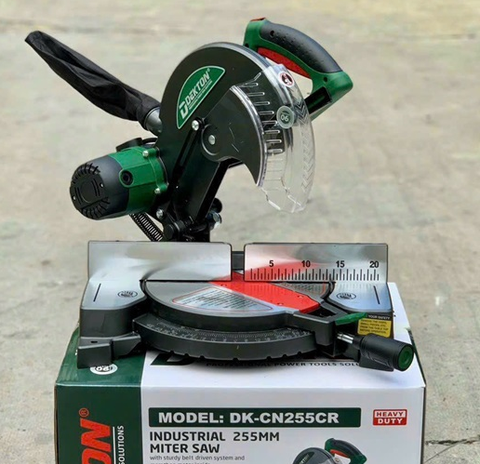 Máy cắt nhôm Dekton DK-255CR 255mm, Máy cắt phào, Máy cắt nẹp gỗ, Máy cắt góc gỗ, Máy cắt phào chỉ, Máy cắt nhựa