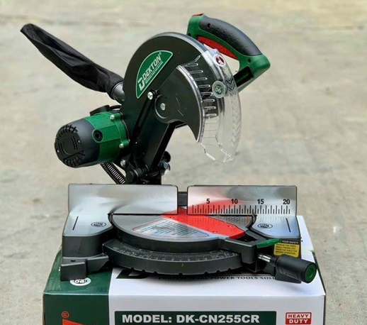 Máy cắt nhôm Dekton DK-255CR 255mm, Máy cắt phào, Máy cắt nẹp gỗ, Máy cắt góc gỗ, Máy cắt phào chỉ, Máy cắt nhựa