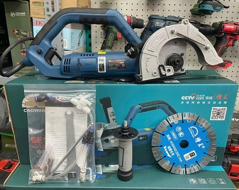 Máy cắt tường 1 lưỡi Caowang SE1565, Máy cắt rãnh 156 Caowang, Máy cắt rãnh bê tông sâu 5cm, Máy cắt tường câu 5cm, Máy cắt rãnh ống điện, Máy cắt lưỡi 156