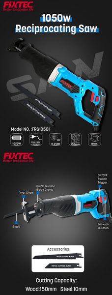 Máy cưa kiếm cầm tay FIXTEC FRS10501 Công suất 600W