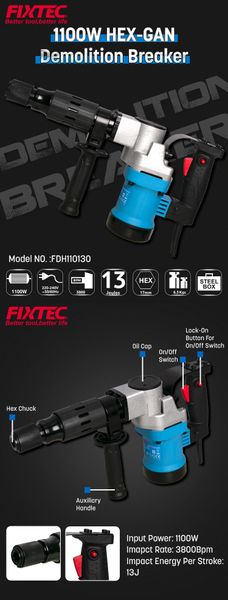 Máy đục bê tông FIXTEC FDH110130 Công suất 1100W