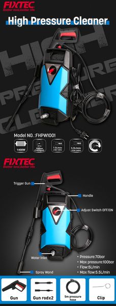 Máy xịt rửa FIXTEC FHPW1001 Công suất 1400W