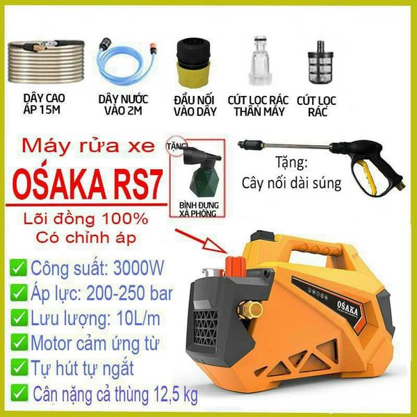 Máy Xịt Rửa Xe OSAKA RS7 3000W (100% dây đồng) Có chỉnh áp