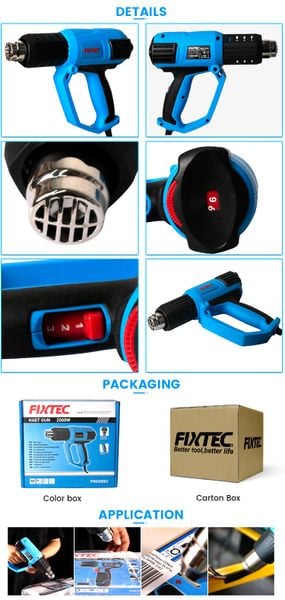 Máy thổi nhiệt cầm tay FIXTEC Model  FHG20004 Công suất 200W