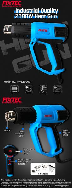 Máy thổi nhiệt cầm tay FIXTEC Model  FHG20004 Công suất 200W