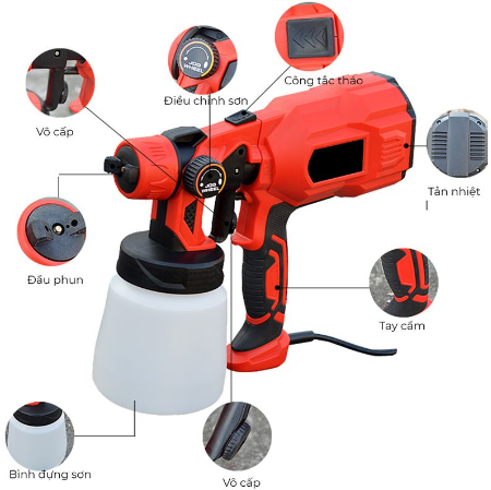 Máy Phun Sơn BSA 750w, Máy phun sơn điện, Phun sơn bằng điện, Phun xịt sơn điện