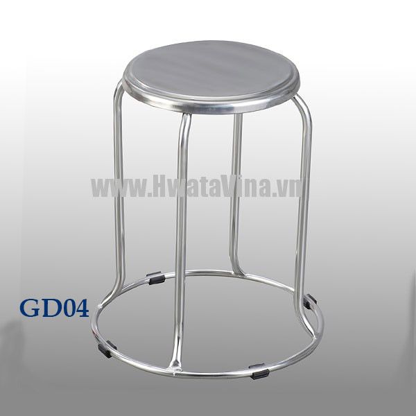 Ghé đẩu inox Hwata 280 chân vòng - GD04