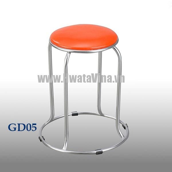 Ghé đẩu inox Hwata 280 chân vòng mặt simili - GD05