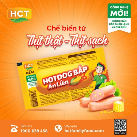  Combo 5 cây Xúc xích Hotdog ăn liền vị bắp HCT True Meat 28g x 5 cây 