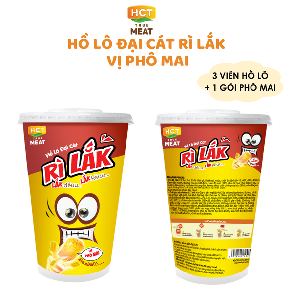  Hồ Lô Đại Cát Rì Lắk vị phô mai HCT True Meat 3 cục x12g (mỗi ly được tặng 1 gói phô mai) 