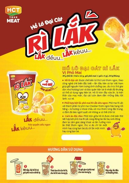  COMBO 04 Ly Hồ Lô Đại Cát Rì Lắk vị phô mai HCT True Meat 10x12g (mỗi ly được tặng 1 gói phô mai) 