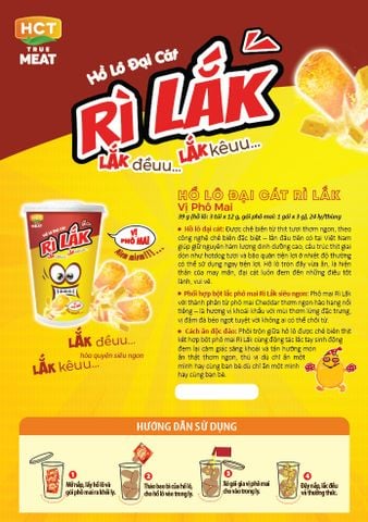  COMBO 04 Ly Hồ Lô Đại Cát Rì Lắk vị phô mai HCT True Meat 10x12g (mỗi ly được tặng 1 gói phô mai) 