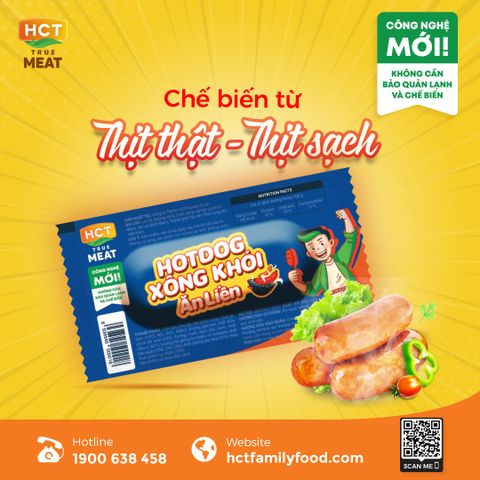  Combo 5 cây Xúc xích Hotdog ăn liền vị Xông khói HCT True Meat 28g x 5 cây 