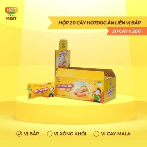  Hộp 20 cây Xúc xích Hotdog bắp ăn liền HCT True Meat 28gx20 