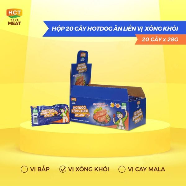  Hộp 20 cây Xúc xích Hotdog xông khói ăn liền HCT True Meat 28gx20 