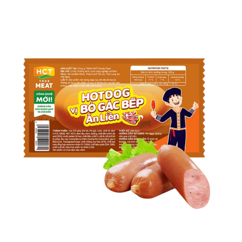  Hotdog vị Bò Gác Bếp ăn liền HCT True Meat 28g 