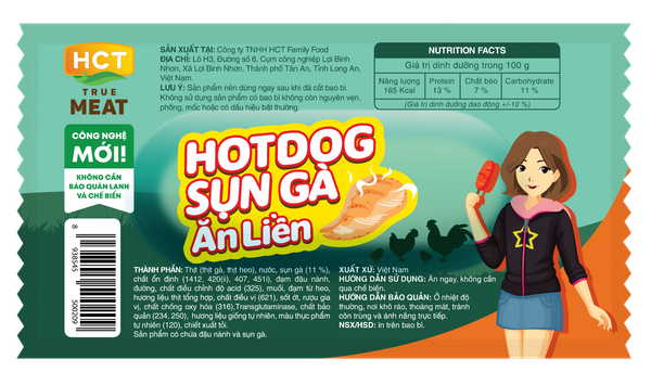  Hộp 20 cây Xúc xích Hotdog Sụn Gà ăn liền HCT True Meat 28gx20 