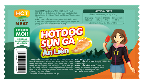  Hộp 20 cây Xúc xích Hotdog Sụn Gà ăn liền HCT True Meat 28gx20 
