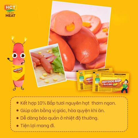  Combo 10 cây Xúc xích hotdog ăn liền Vị bắp  28g x 10 cây 