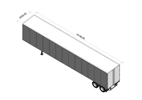  Revit Family: 52 Feet Container Wedge Trailer With Dimension 