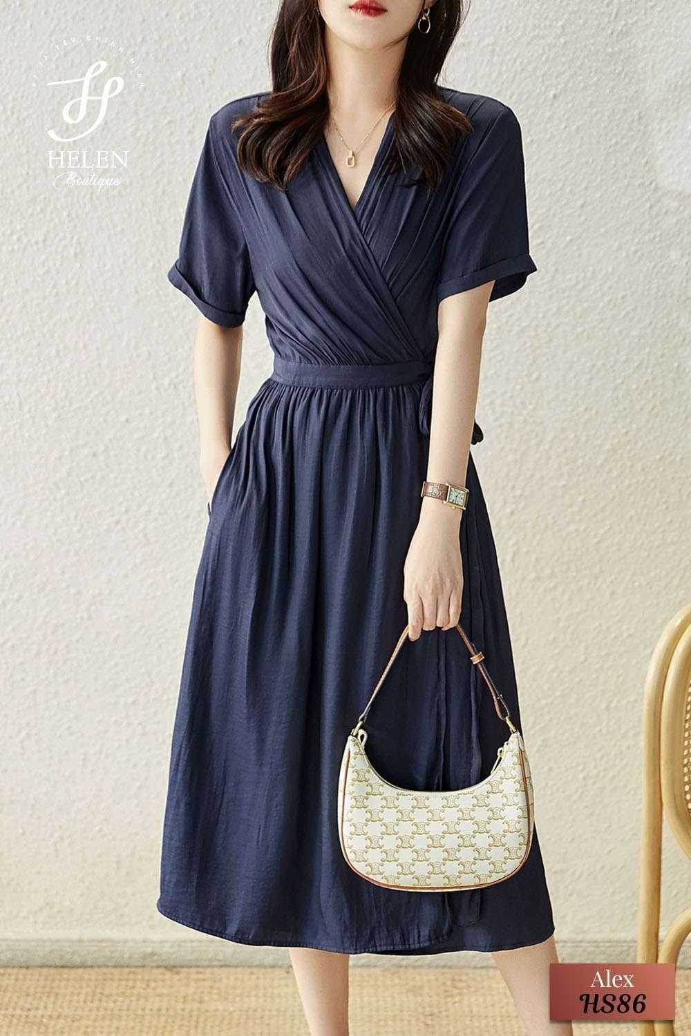 NEWTAG Váy xanh viền đen