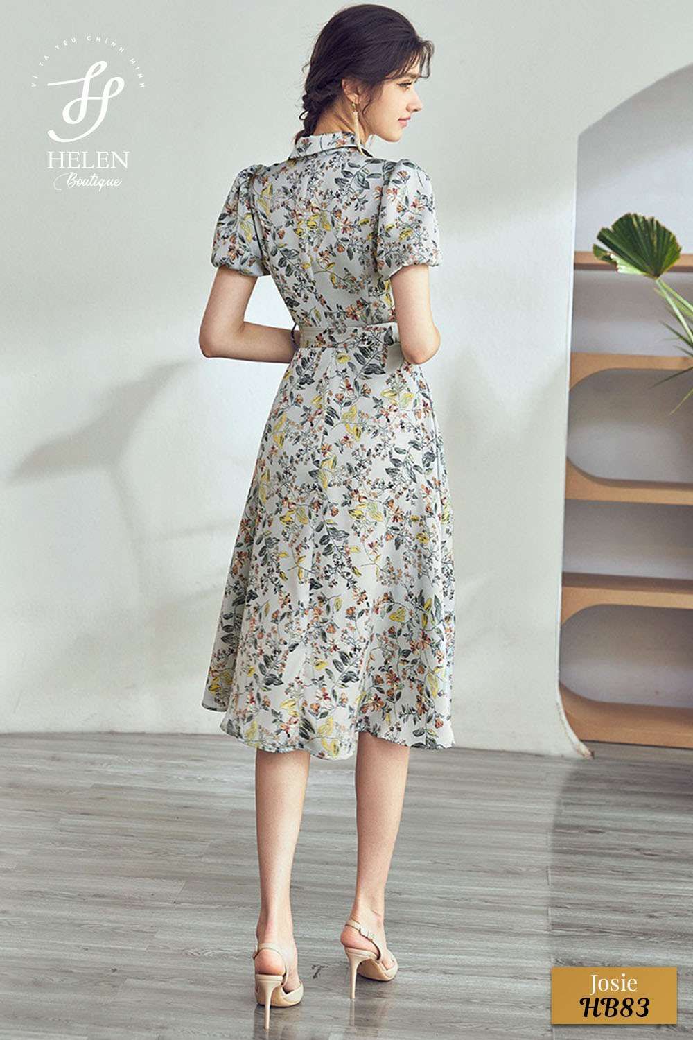 Váy cưới LD9316 tùng xoè tay dài phồng đính hoa nhấn  Hadino Studio