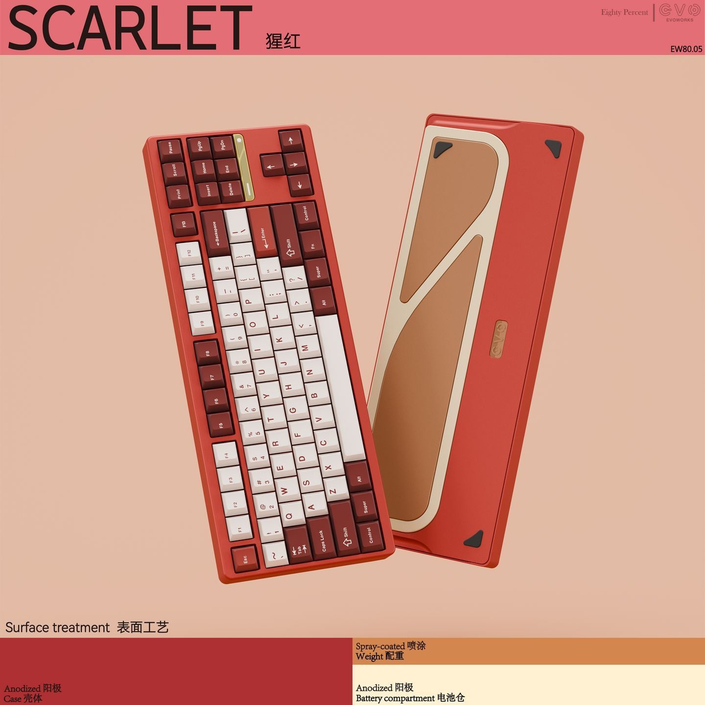 キーボード　EVO80 red TickType Evoworks EVO80 Aluminium Alloy RGB Mechanical Keyboard