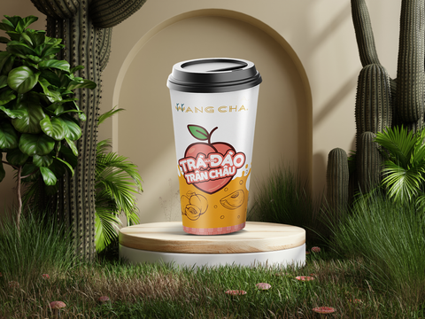 Trà đào trân châu tự pha dạng ly 700ml, tiện lợi thơm ngon